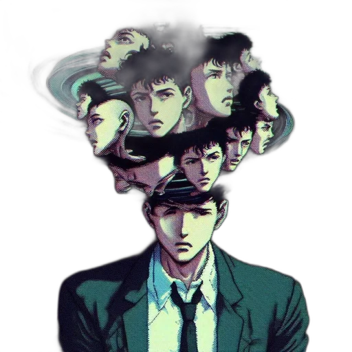 mask, face, jacket, hat, concept art, comic book art, cyberpunk, anime transparent PNG cut-out