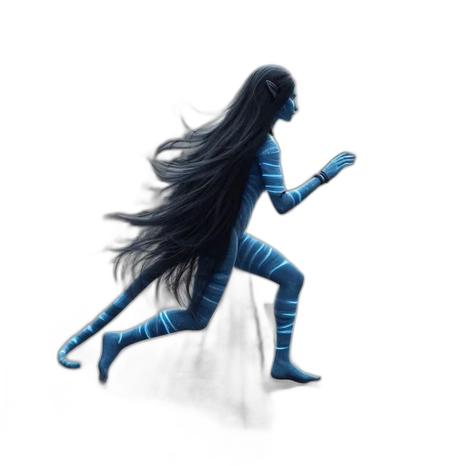 hair, creature, concept art, comic book art, fantasy art, 3d render, blue, ethereal transparent PNG cut-out