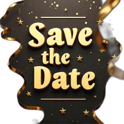 gold, banner, save, date transparent PNG cut-out