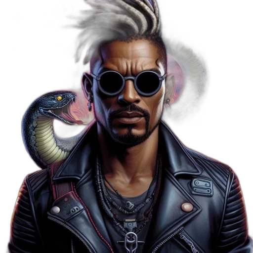 jacket, dragon, animal, hair, cyberpunk, concept art, comic book art, fantasy art transparent PNG cut-out