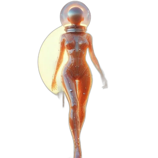 dress, robot, staff, jewelry, 3d render, concept art, pixel art, outer space transparent PNG cut-out