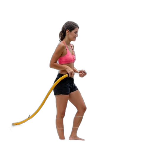 staff, 3d render, woman, pink, top, black, shorts, standing transparent PNG cut-out