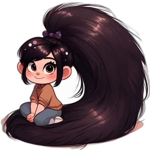 hair, staff, creature, anime, cartoon, pixel art, concept art, dark transparent PNG cut-out