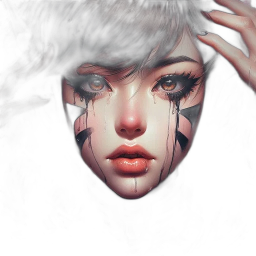 face, mask, photorealistic, fantasy art, concept art, cyberpunk, neon lights, red transparent PNG cut-out