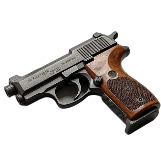 weapon, 3d render, photorealistic, model, gun, handgun transparent PNG cut-out