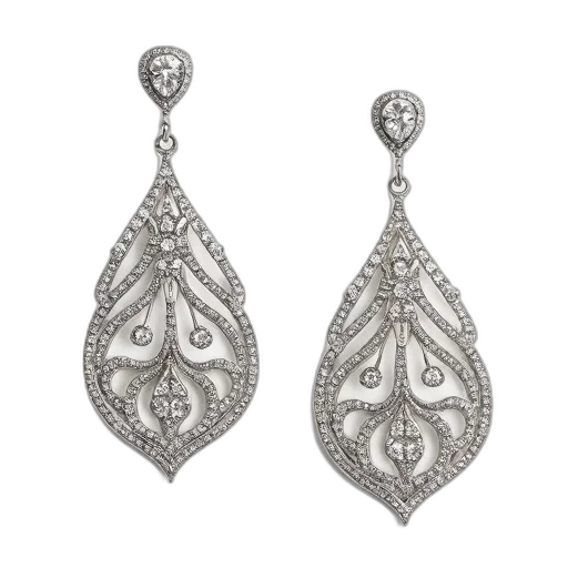 jewelry, pair, elegant, earrings, teardrop, shape, featuring, intricate transparent PNG cut-out