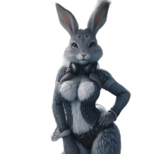 animal, dress, creature, 3d render, concept art, photorealistic, fantasy art, rabbit transparent PNG cut-out