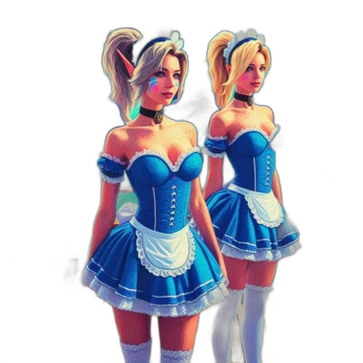 dress, concept art, 3d render, comic book art, fantasy art, blue, three, animated transparent PNG cut-out