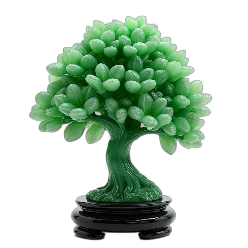 tree, crown, flower, 3d render, photorealistic, green, jade, sculpture transparent PNG cut-out