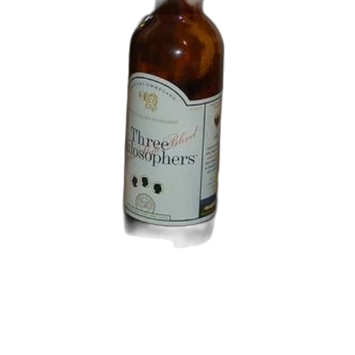 bottle, 3d render, three, philosophers, beer, sits, next, glass transparent PNG cut-out