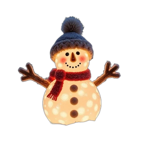 hat, 3d render, photorealistic, snow, glow, toy, snowman transparent PNG cut-out
