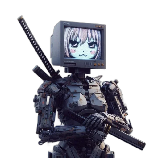 robot, weapon, animal, staff, cyberpunk, concept art, 3d render, anime transparent PNG cut-out