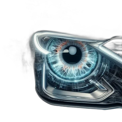 robot, mask, face, car, concept art, cyberpunk, photorealistic, 3d render transparent PNG cut-out