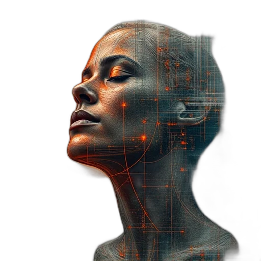 robot, face, mask, cyberpunk transparent PNG cut-out