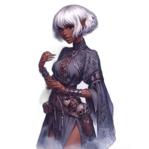 dress, staff, weapon, sword, concept art, fantasy art, cyberpunk, comic book art transparent PNG cut-out