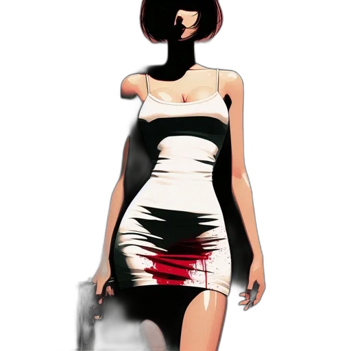 dress, robot, concept art, comic book art, photorealistic, 3d render, red, monochrome transparent PNG cut-out