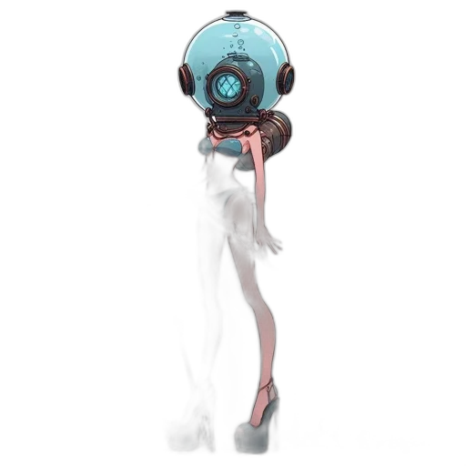 robot, staff, concept art, 3d render, cyberpunk, fantasy art, outer space, underwater transparent PNG cut-out