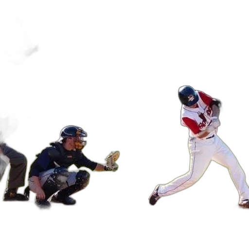 baseball, player, swings, ball, while, catcher, umpire, watch transparent PNG cut-out