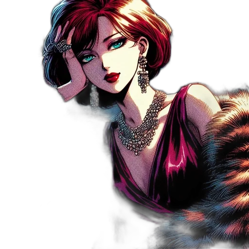 jewelry, dress, staff, mask, comic book art, fantasy art, cartoon, anime transparent PNG cut-out