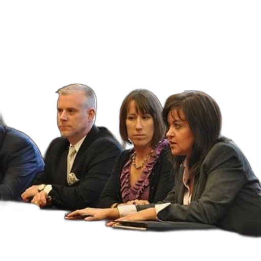 staff, four, individuals, including, two, women, men, sit transparent PNG cut-out