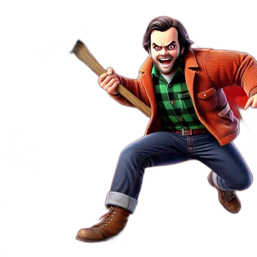 jacket, weapon, staff, concept art, cartoon, 3d render, comic book art, character transparent PNG cut-out