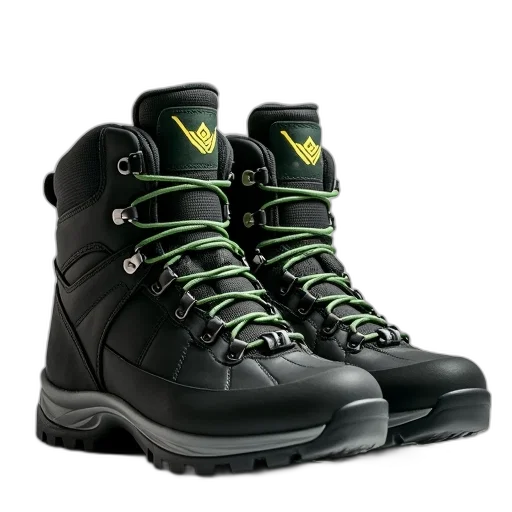shoes, pair, black, green, viking, brand, hiking, boots transparent PNG cut-out