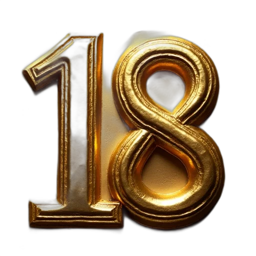 3d render, gold, foil, number transparent PNG cut-out
