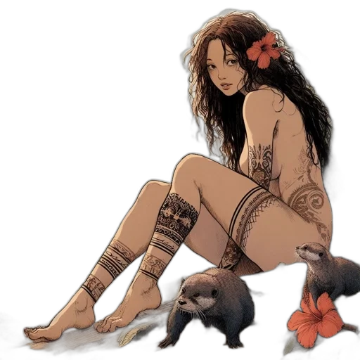 concept art, fantasy art, watercolor, comic book art, earth tones, red, dark, young transparent PNG cut-out