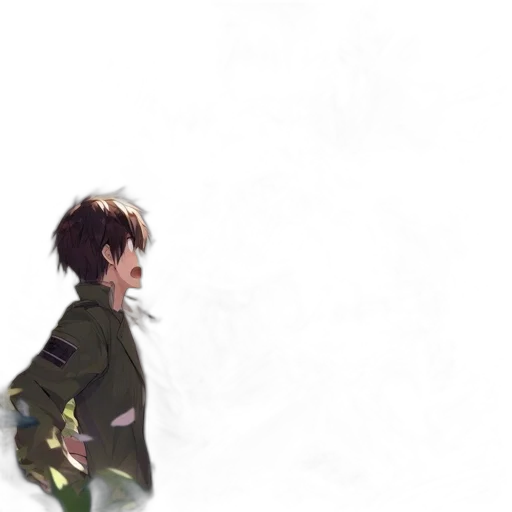 jacket, weapon, staff, creature, concept art, anime, pixel art, watercolor transparent PNG cut-out