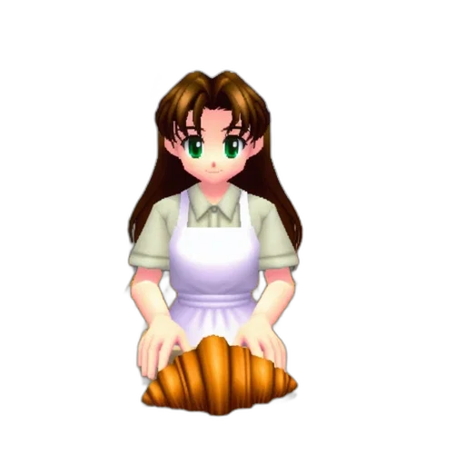 food, dress, staff, 3d render, pixel art, vaporwave, concept art, screenshot transparent PNG cut-out