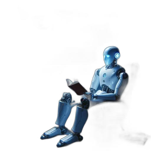 robot, staff, concept art, 3d render, comic book art, pixel art, outer space, blue transparent PNG cut-out