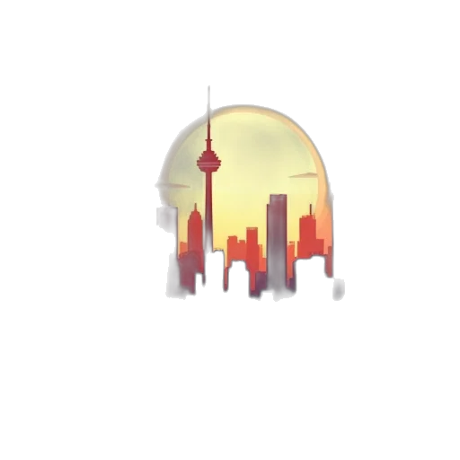 umbrella, building, concept art, pixel art transparent PNG cut-out