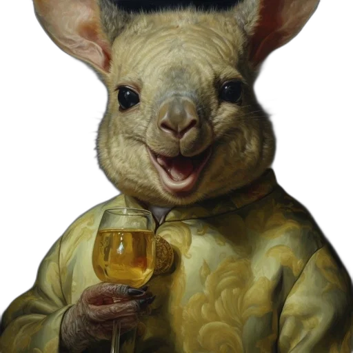 animal, face, creature, jacket, oil painting, photorealistic, concept art, golden-clad transparent PNG cut-out