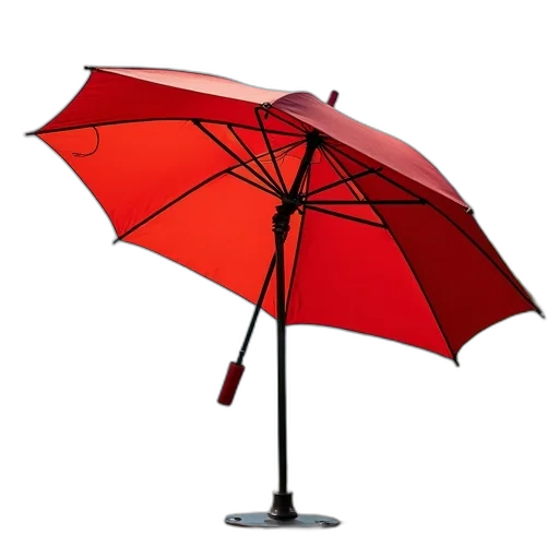 umbrella, staff, hat, 3d render, photorealistic, rain, red, cheap transparent PNG cut-out