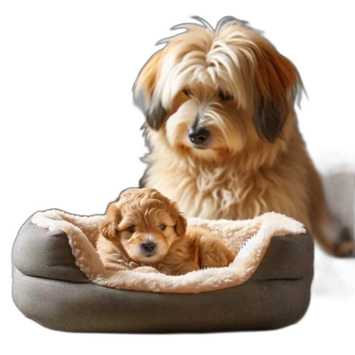 animal, furniture, photorealistic, 3d render, two, dogs, reside, home transparent PNG cut-out