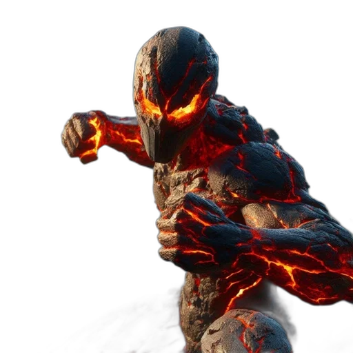 creature, weapon, 3d render, concept art, comic book art, fire, abstract, figure transparent PNG cut-out