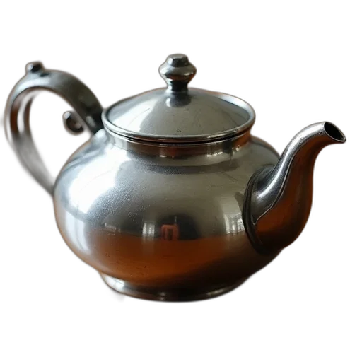 photorealistic, 3d render, silver, teapot, lid, placed, wooden, surface transparent PNG cut-out