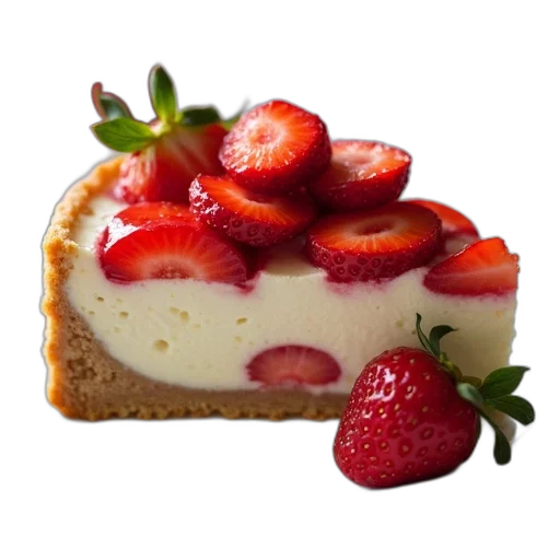 food, crown, photorealistic, 3d render, slice, strawberry, cheesecake, layer transparent PNG cut-out