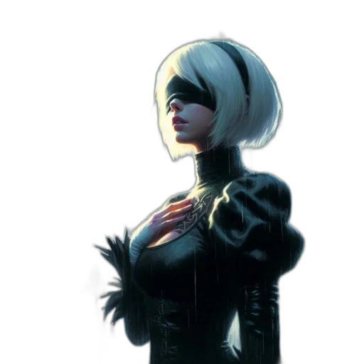 jacket, robot, face, dress, comic book art, concept art, fantasy art, cyberpunk transparent PNG cut-out