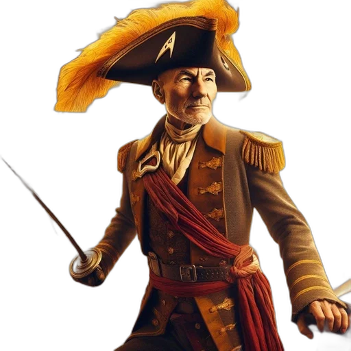 staff, hat, jacket, weapon, concept art, photorealistic, fantasy art, 3d render transparent PNG cut-out