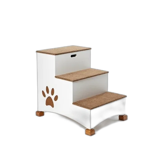 furniture, 3d render, white, three-tiered, pet, step, paw, print transparent PNG cut-out