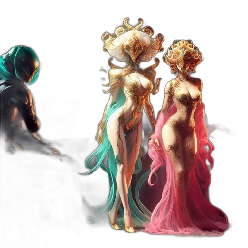 crown, dress, mask, concept art, fantasy art, 3d render, watercolor, underwater transparent PNG cut-out