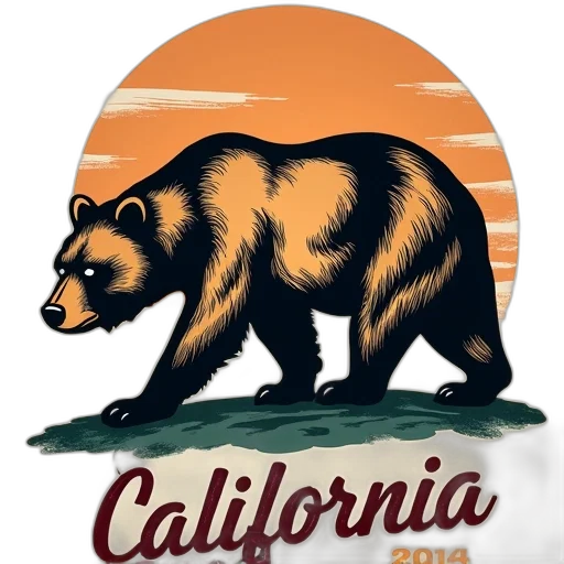 concept art, california, bear, words transparent PNG cut-out
