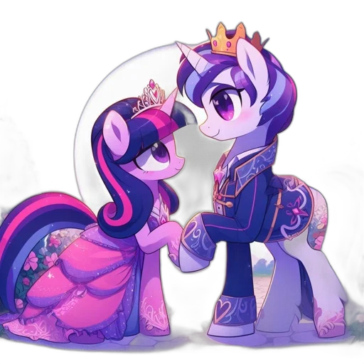 crown, concept art, fantasy art, pixel art, two, little, pony, characters transparent PNG cut-out
