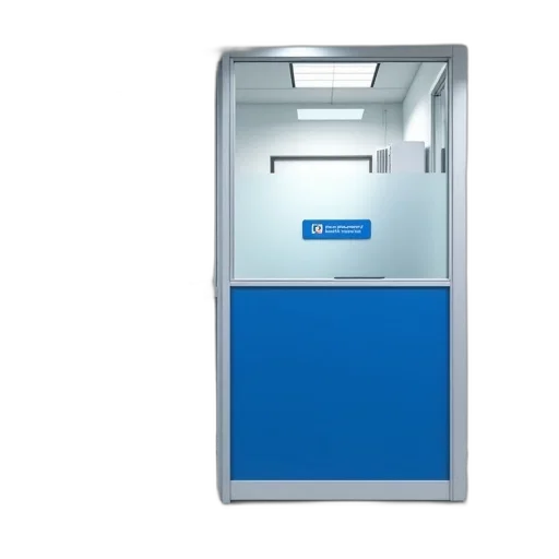 robot, staff, 3d render, modern, office, cubicle, blue, partition transparent PNG cut-out