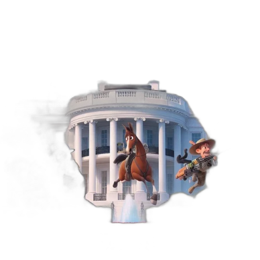 building, robot, hat, concept art, 3d render, vaporwave, pixel art, outer space transparent PNG cut-out