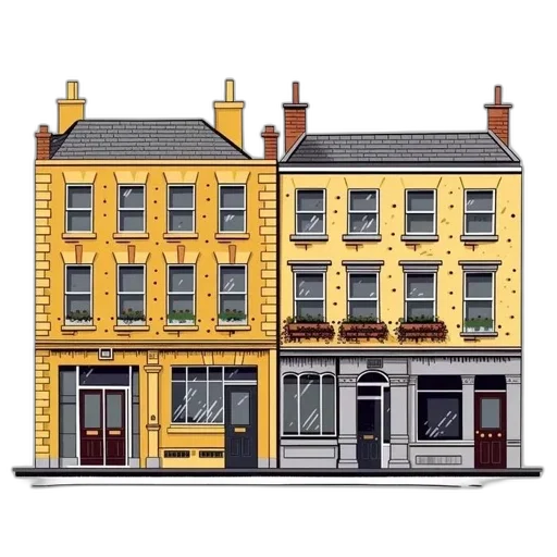building, furniture, concept art, photorealistic, 3d render, watercolor, city street, golden transparent PNG cut-out