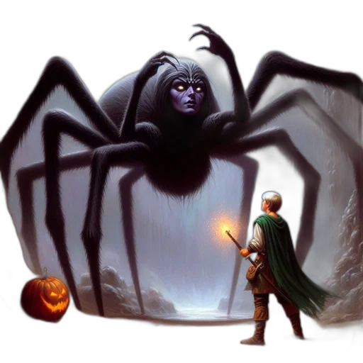 creature, concept art, fantasy art, fog, young, man, torch, confronts transparent PNG cut-out