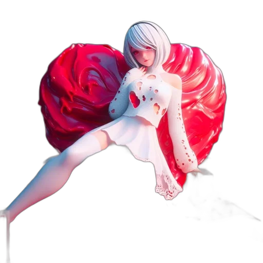 dress, flower, umbrella, robot, concept art, 3d render, fantasy art, pixel art transparent PNG cut-out