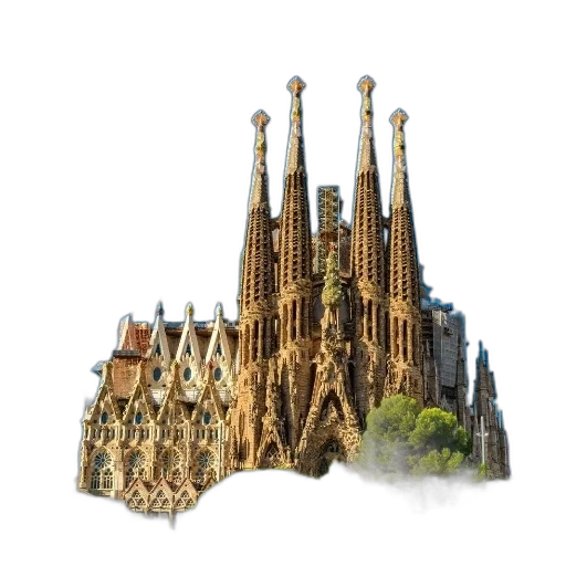 building, crown, 3d render, concept art, photorealistic, pixel art, sagrada, familia transparent PNG cut-out